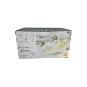 Soho Loft Clear Purse-Shaped Glass with Straw Drinkware Set 22oz 2pc